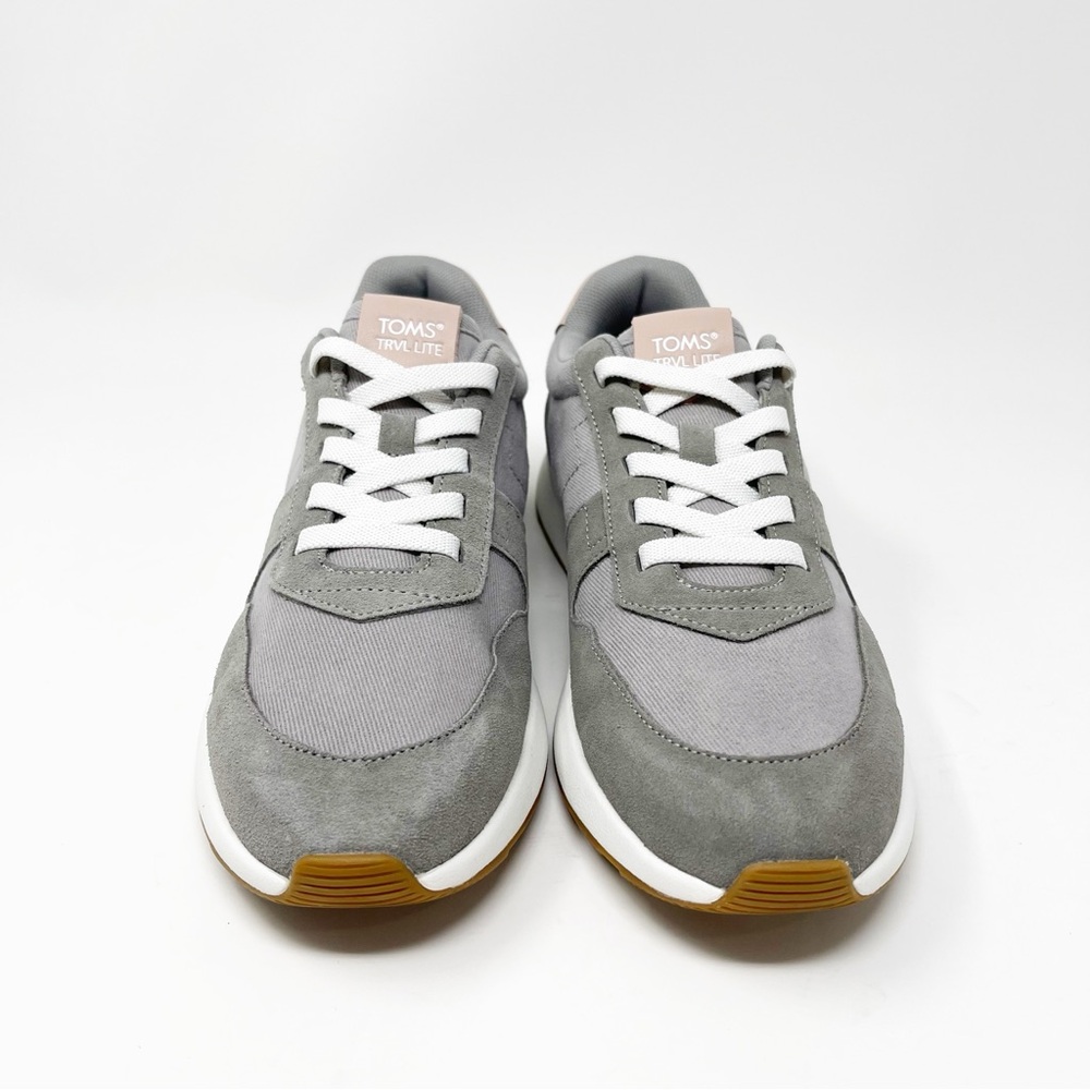 TOMS Women's TRVL Lite Retro Sneaker Suede Slip-On Elastic Lace Drizzle Grey 7.5 - Picture 3 of 12